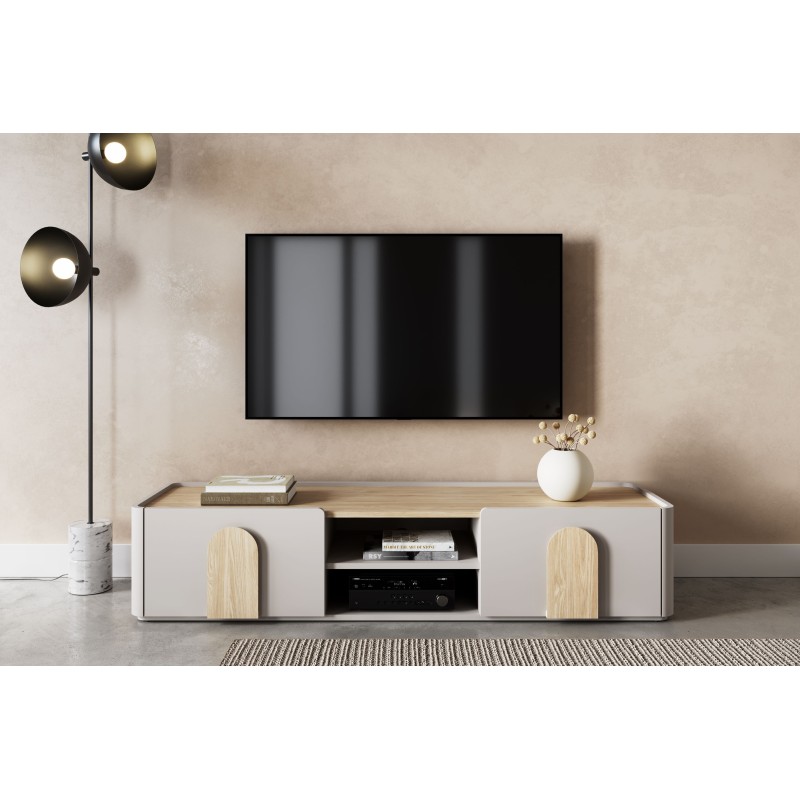 Szafka RTV Amilio 170 cm - kaszmir i dąb olejowany