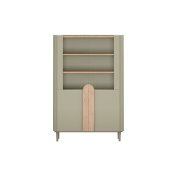 Witryna Amilio do salonu 100 cm na nóżkach - eukaliptus / dąb baltic dune / uchwyty dąb naturalny Witryna Amilio do salonu 100 cm na nóżkach - eukaliptus / dąb baltic dune / uchwyty dąb naturalny