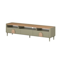 Szafka RTV Amilio 200 cm - eukaliptus, dąb, minimalistyczna