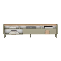 Szafka RTV Amilio 200 cm - eukaliptus, dąb, minimalistyczna Szafka RTV Amilio 200 cm - eukaliptus, dąb, minimalistyczna