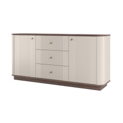 Komoda Vesper 160 cm - kaszmir, orzech, złote uchwyty