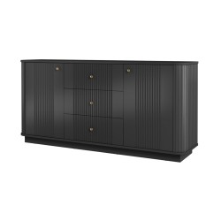 Komoda Vesper 160 cm - czarna z złotymi uchwytami