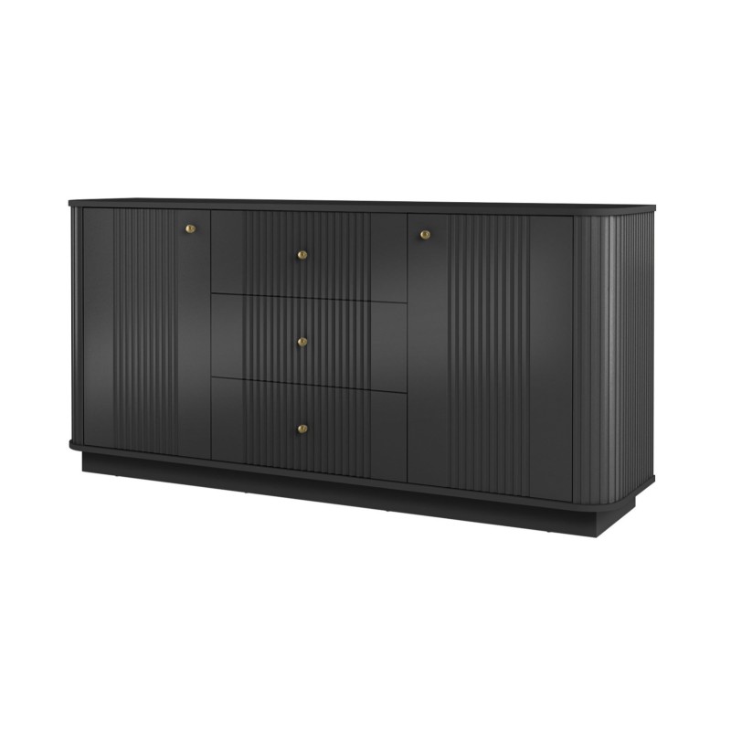 Komoda Vesper 160 cm - czarna z złotymi uchwytami Komoda Vesper 160 cm - czarna z złotymi uchwytami