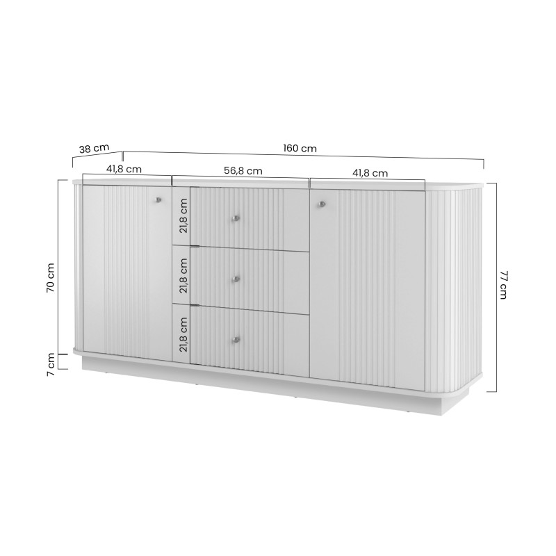 Komoda Vesper 160 cm - czarna z złotymi uchwytami Komoda Vesper 160 cm - czarna z złotymi uchwytami