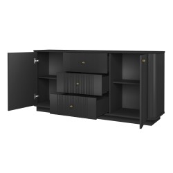 Komoda Vesper 160 cm - czarna z złotymi uchwytami Komoda Vesper 160 cm - czarna z złotymi uchwytami