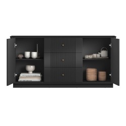 Komoda Vesper 160 cm - czarna z złotymi uchwytami Komoda Vesper 160 cm - czarna z złotymi uchwytami