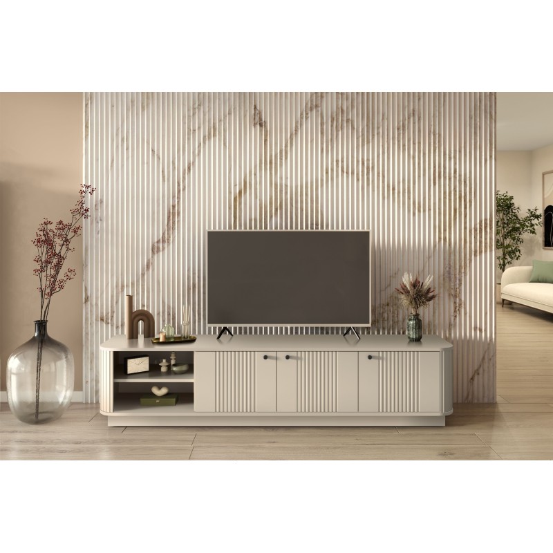 Szafka RTV Vesper 3D - kaszmir, czarne uchwyty Szafka RTV Vesper 3D - kaszmir, czarne uchwyty