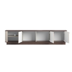 Szafka RTV Vesper 3D - kaszmir, orzech, złote uchwyty Szafka RTV Vesper 3D - kaszmir, orzech, złote uchwyty