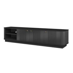 Szafka RTV Vesper 3D 187 cm - czarna ze złotymi uchwytami