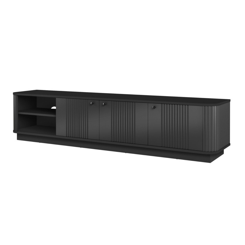 Szafka RTV Vesper 3D 187 cm - czarna, nowoczesny design Szafka RTV Vesper 3D 187 cm - czarna, nowoczesny design