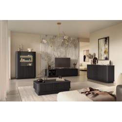Szafka RTV Vesper 3D 187 cm - czarna, nowoczesny design Szafka RTV Vesper 3D 187 cm - czarna, nowoczesny design
