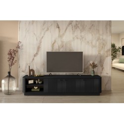 Szafka RTV Vesper 3D 187 cm - czarna, nowoczesny design Szafka RTV Vesper 3D 187 cm - czarna, nowoczesny design