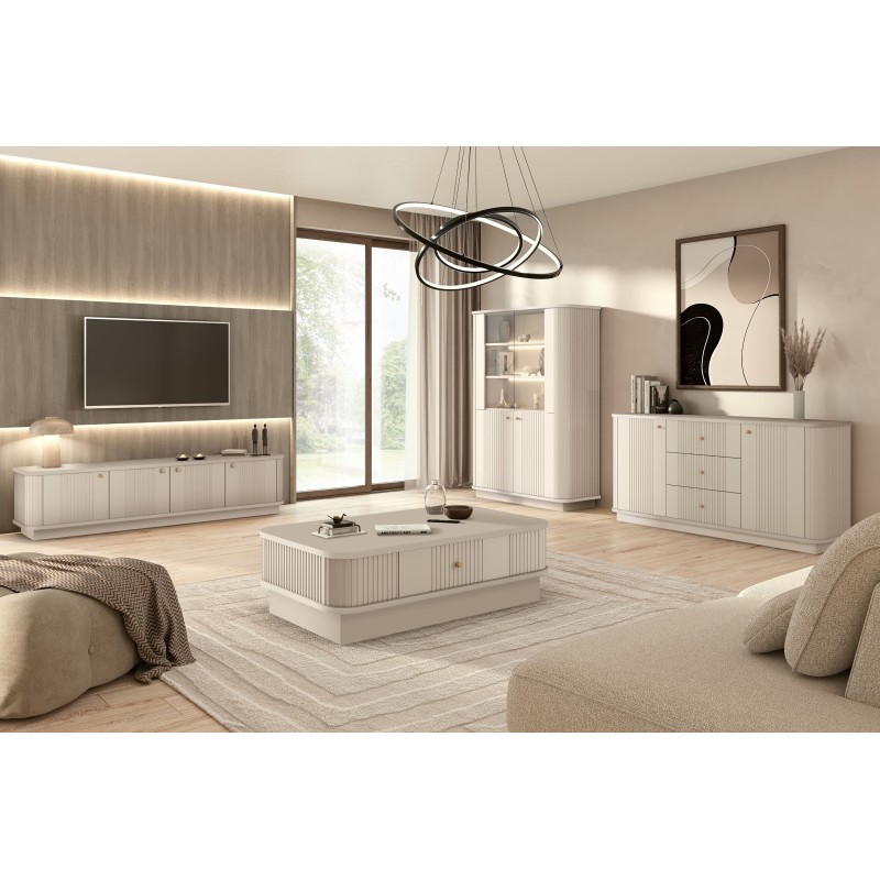 Szafka RTV Vesper 4D 187 cm - kaszmir / złote uchwyty Szafka RTV Vesper 4D 187 cm - kaszmir / złote uchwyty