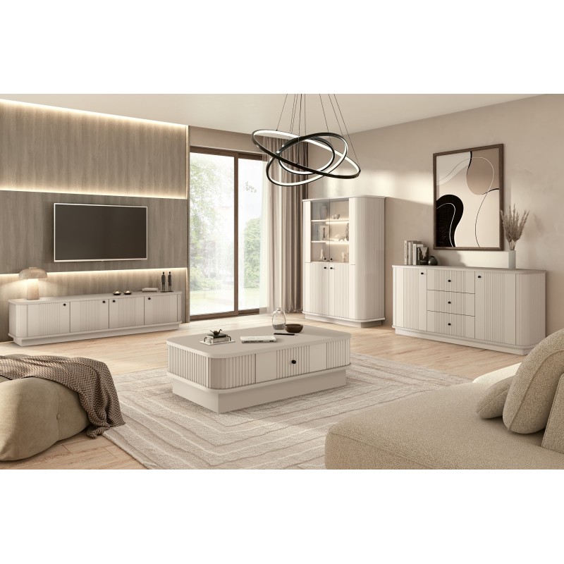 Szafka RTV Vesper 4D 187 cm - kaszmir / czarne uchwyty Szafka RTV Vesper 4D 187 cm - kaszmir / czarne uchwyty