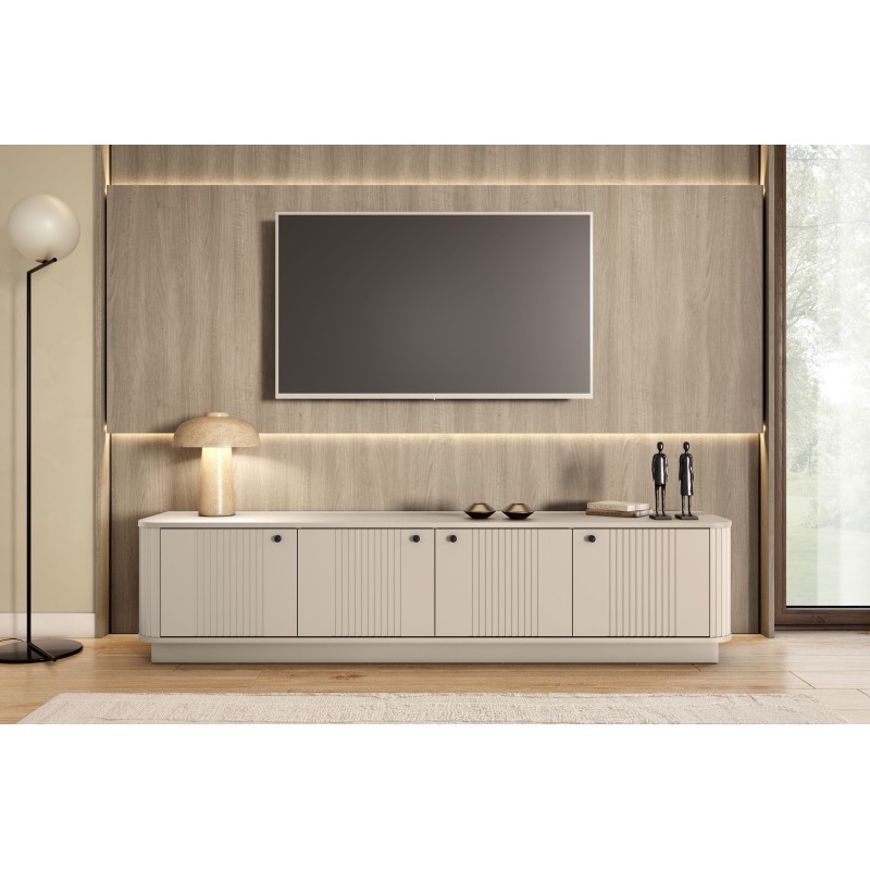 Szafka RTV Vesper 4D 187 cm - kaszmir / czarne uchwyty Szafka RTV Vesper 4D 187 cm - kaszmir / czarne uchwyty