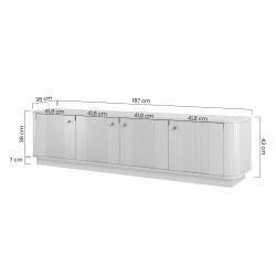 Szafka RTV Vesper 4D - kaszmir, orzech, złote uchwyty Szafka RTV Vesper 4D - kaszmir, orzech, złote uchwyty
