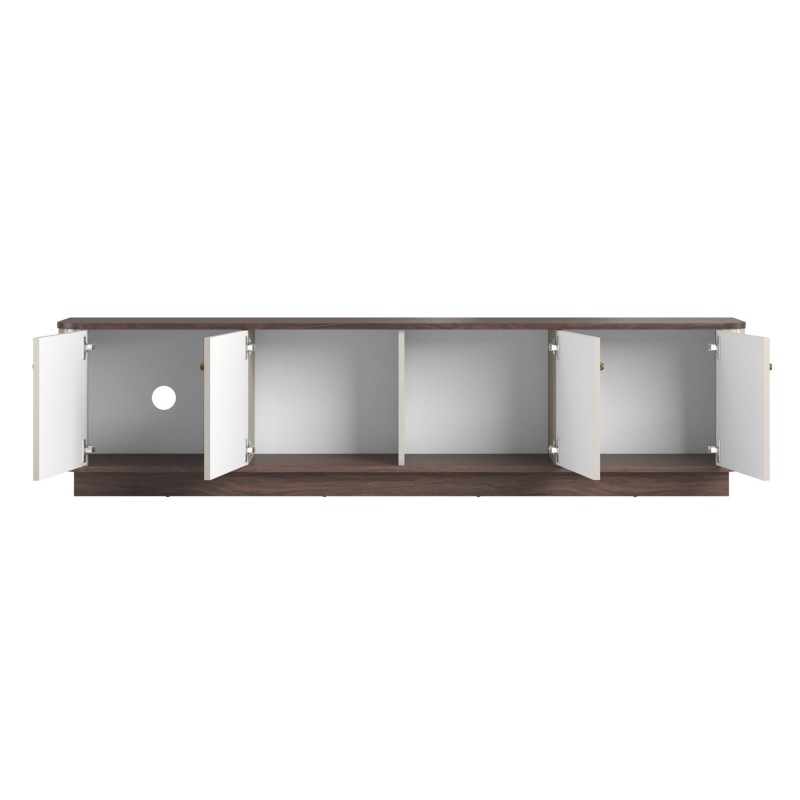 Szafka RTV Vesper 4D - kaszmir, orzech, złote uchwyty Szafka RTV Vesper 4D - kaszmir, orzech, złote uchwyty
