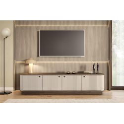 Szafka RTV Vesper 4D 187 cm - kaszmir / orzech / czarne uchwyty Szafka RTV Vesper 4D 187 cm - kaszmir / orzech / czarne uchwyty