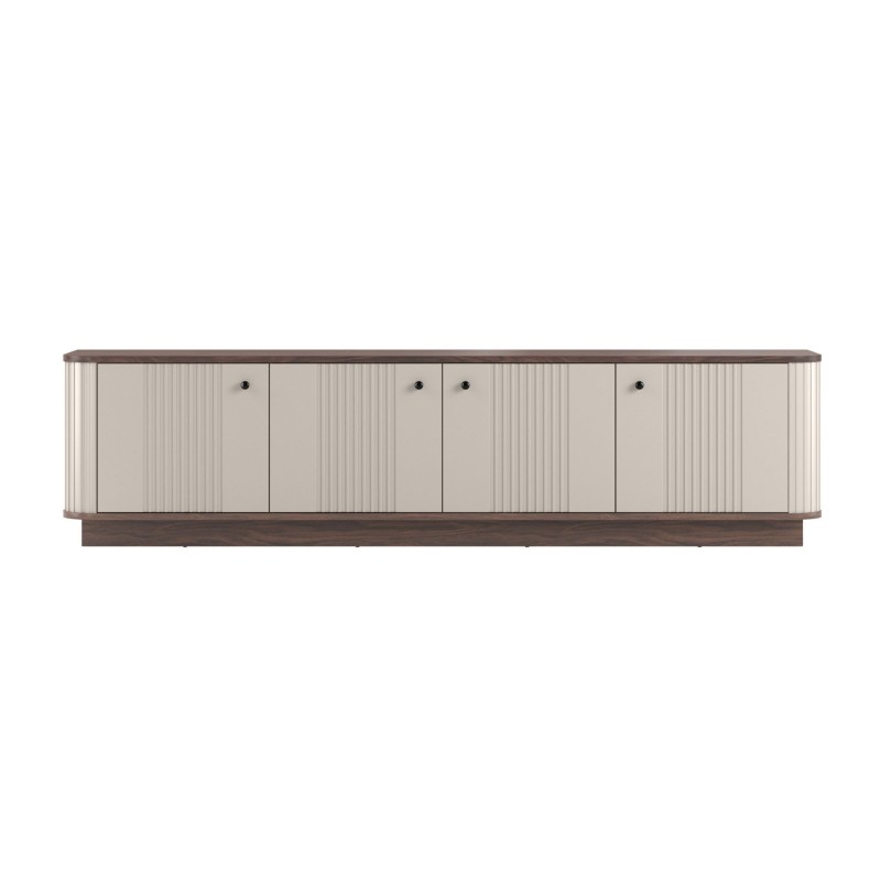 Szafka RTV Vesper 4D 187 cm - kaszmir / orzech / czarne uchwyty Szafka RTV Vesper 4D 187 cm - kaszmir / orzech / czarne uchwyty