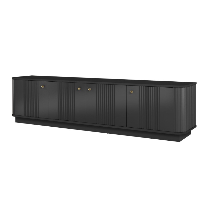 Szafka RTV Vesper 4D 187 cm - czarny / złote uchwyty Szafka RTV Vesper 4D 187 cm - czarny / złote uchwyty