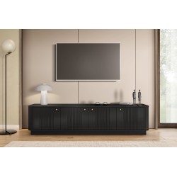 Szafka RTV Vesper 4D 187 cm - czarny / złote uchwyty Szafka RTV Vesper 4D 187 cm - czarny / złote uchwyty