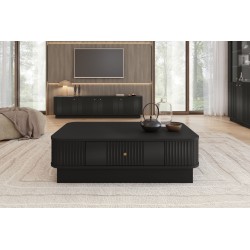 Stolik kawowy z szufladą Vesper 103x60 cm - czarny / złoty uchwyt Stolik kawowy z szufladą Vesper 103x60 cm - czarny / złoty uchwyt