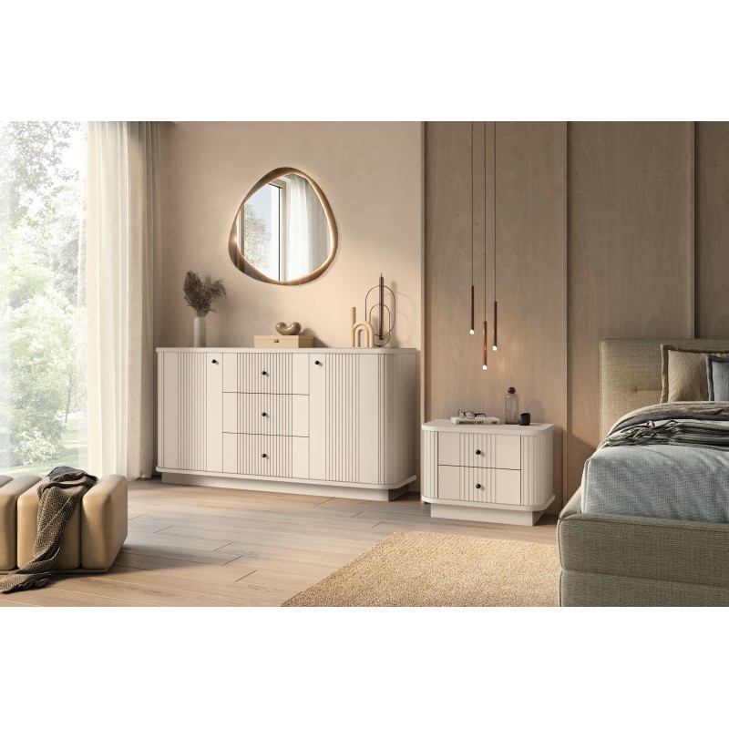 Zestaw szafek nocnych Vesper 56 cm - kaszmir / czarne uchwyty Zestaw szafek nocnych Vesper 56 cm - kaszmir / czarne uchwyty