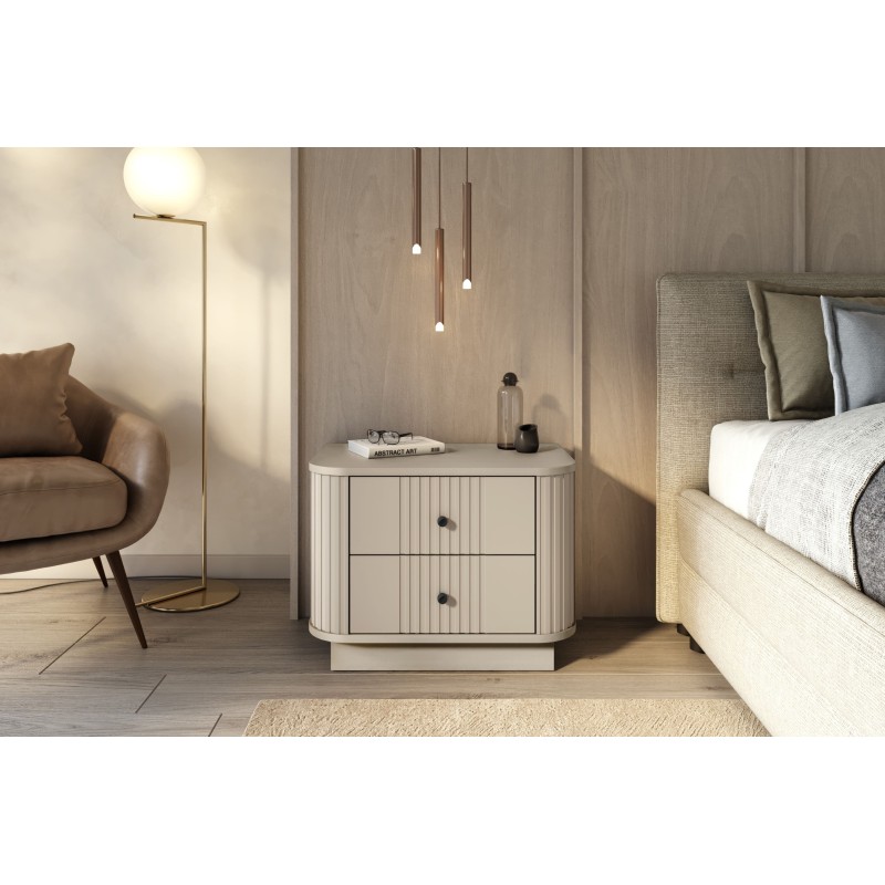 Zestaw szafek nocnych Vesper 56 cm - kaszmir / czarne uchwyty Zestaw szafek nocnych Vesper 56 cm - kaszmir / czarne uchwyty