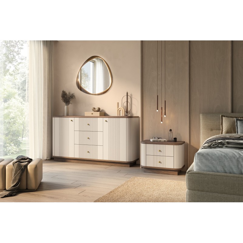 Zestaw szafek nocnych Vesper 56 cm - kaszmir i orzech Zestaw szafek nocnych Vesper 56 cm - kaszmir i orzech