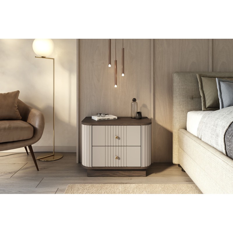 Zestaw szafek nocnych Vesper 56 cm - kaszmir i orzech Zestaw szafek nocnych Vesper 56 cm - kaszmir i orzech