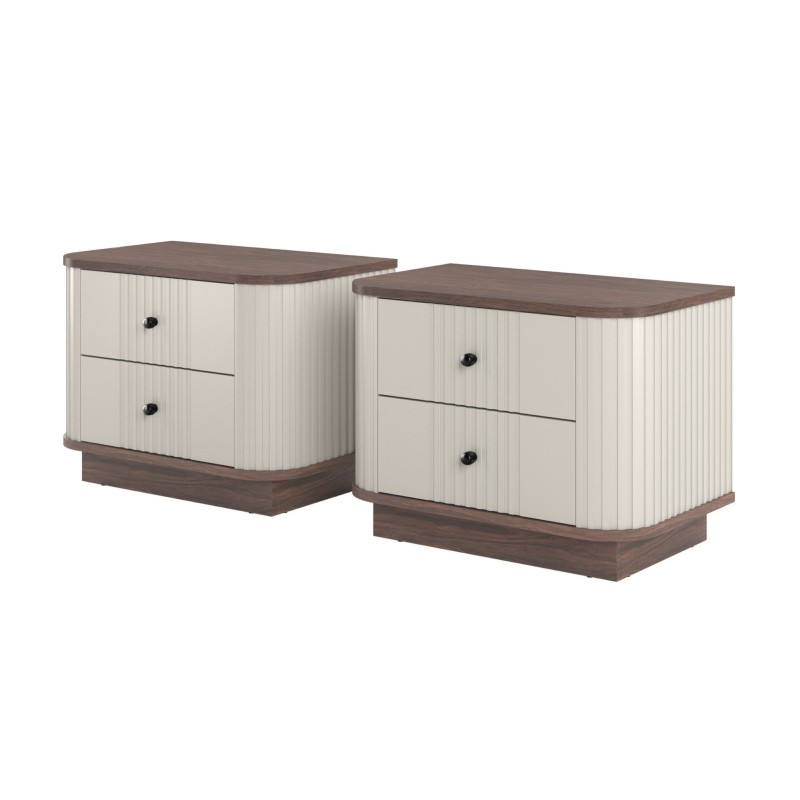 Zestaw szafek nocnych Vesper 56 cm - kaszmir i orzech
