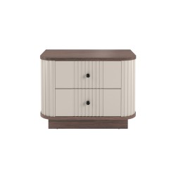 Zestaw szafek nocnych Vesper 56 cm - kaszmir / orzech / czarne uchwyty Zestaw szafek nocnych Vesper 56 cm - kaszmir / orzech / czarne uchwyty