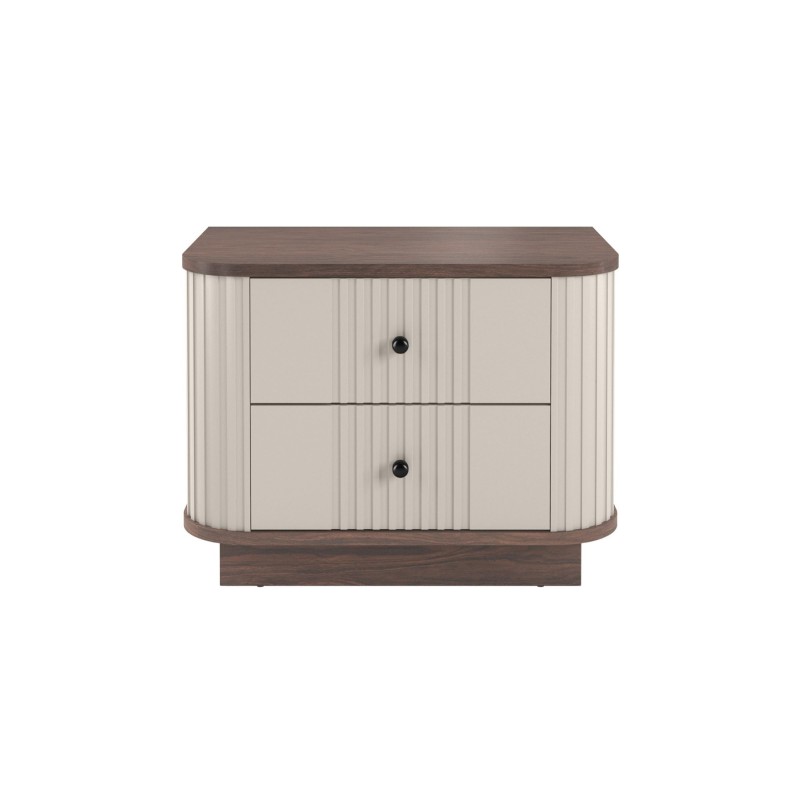 Zestaw szafek nocnych Vesper 56 cm - kaszmir / orzech / czarne uchwyty Zestaw szafek nocnych Vesper 56 cm - kaszmir / orzech / czarne uchwyty
