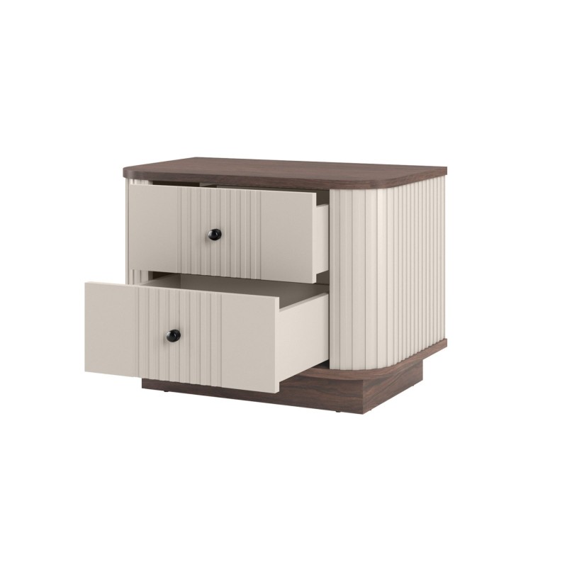 Zestaw szafek nocnych Vesper 56 cm - kaszmir / orzech / czarne uchwyty Zestaw szafek nocnych Vesper 56 cm - kaszmir / orzech / czarne uchwyty
