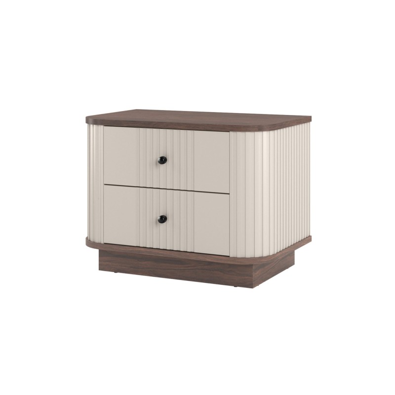 Zestaw szafek nocnych Vesper 56 cm - kaszmir / orzech / czarne uchwyty Zestaw szafek nocnych Vesper 56 cm - kaszmir / orzech / czarne uchwyty