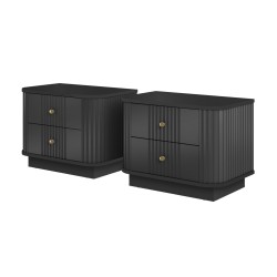 Zestaw szafek nocnych Vesper 56 cm - czarny/złote uchwyty