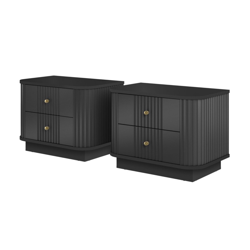 Zestaw szafek nocnych Vesper 56 cm - czarny/złote uchwyty