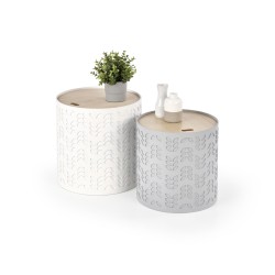 ALBA zestaw dwóch ław z pojemnikiem biały / popiel (1p 1szt)