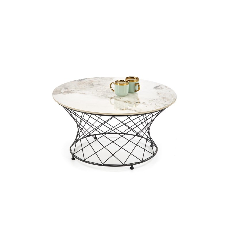 ALESSIA ława, beżowy marmur / czarny (2p 1szt)