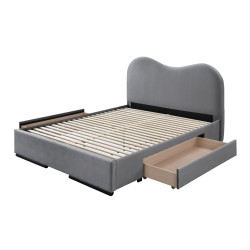 AMBER 160 łóżko z szufladami popiel velvet (3p 1szt)