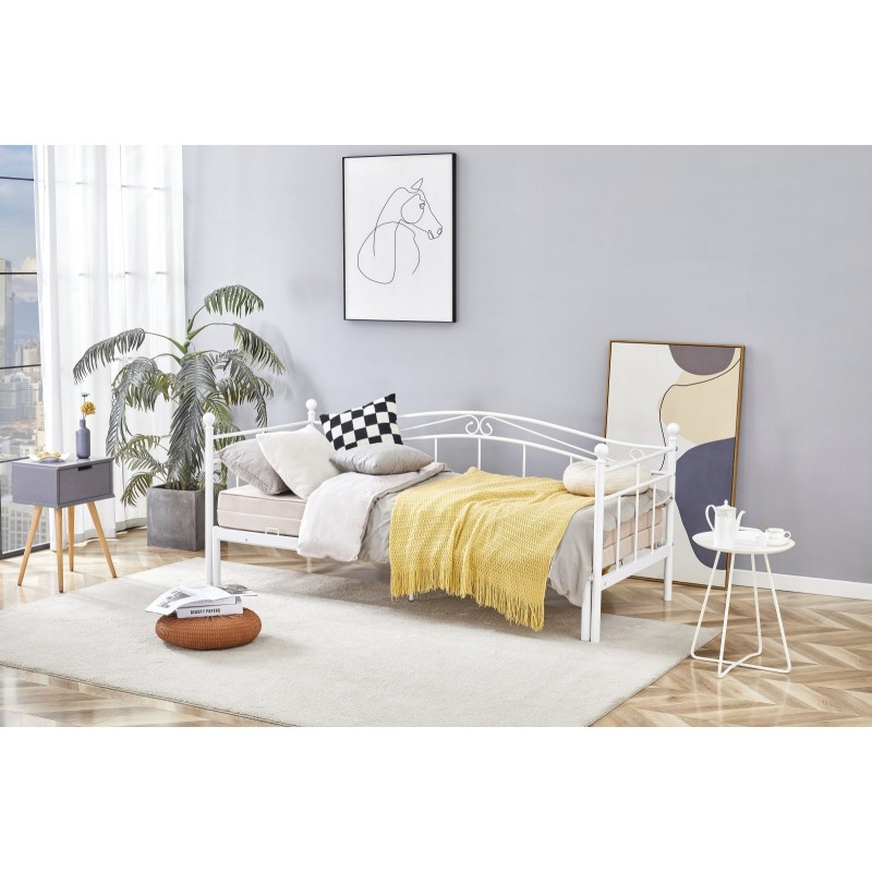 ARIZA łóżko z wysuwanym dodatkowym materacem, biały