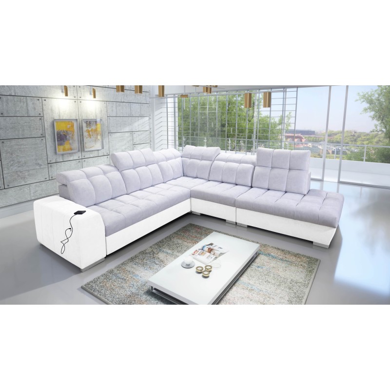 Prisma IX Corner Sofa with sleeping function, USB port, and bedding storage - Velvet | Pet friendly, Terra 80 + Eco-leather Prisma IX Corner Sofa with sleeping function, USB port, and bedding storage - Velvet | Pet friendly, Terra 80 + Eco-leather