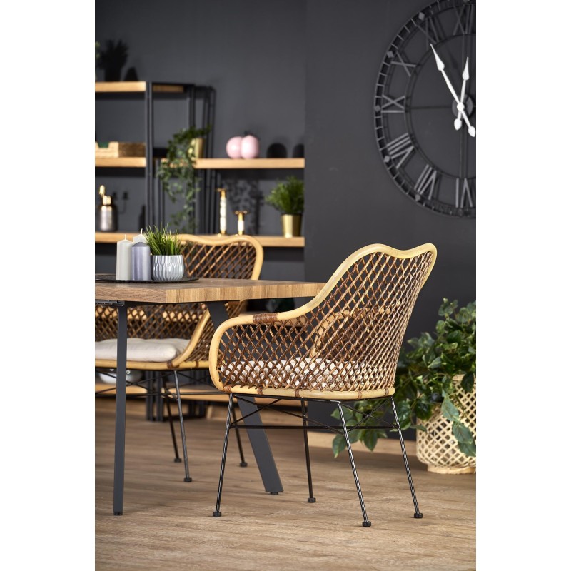 BERLIN stół rozkładany 140-180 cm, blat - orzechowy, stelaż - czarny (2p 1szt)