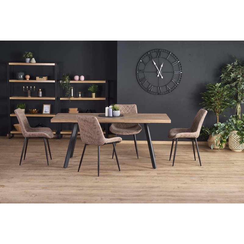 BERLIN stół rozkładany 140-180 cm, blat - orzechowy, stelaż - czarny (2p 1szt)