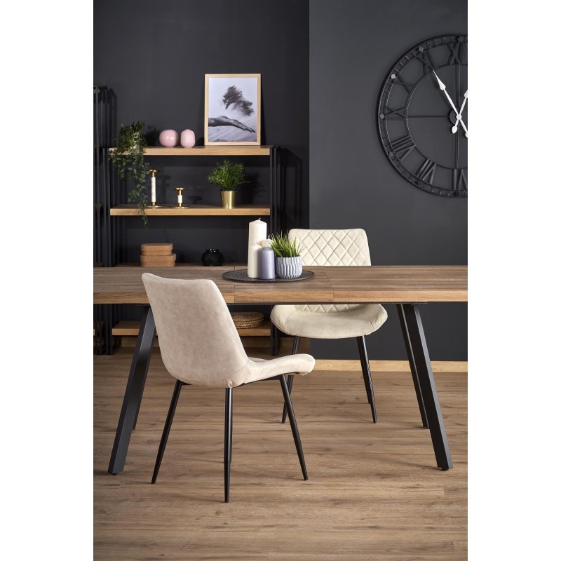 BERLIN stół rozkładany 140-180 cm, blat - orzechowy, stelaż - czarny (2p 1szt)