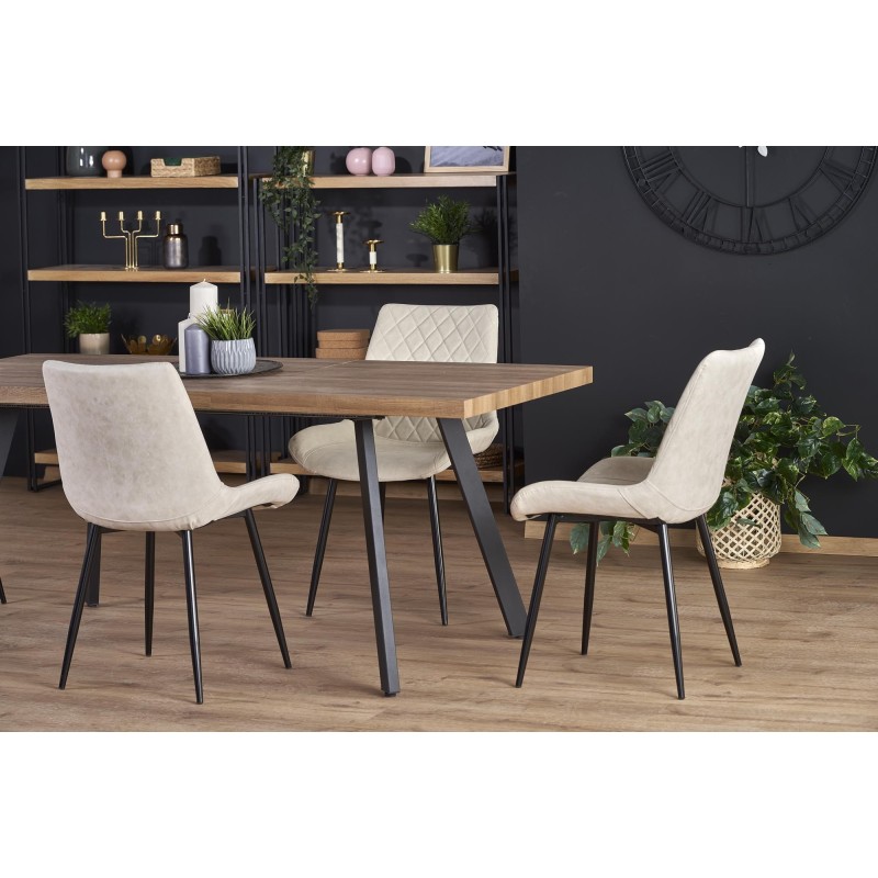 BERLIN stół rozkładany 140-180 cm, blat - orzechowy, stelaż - czarny (2p 1szt)