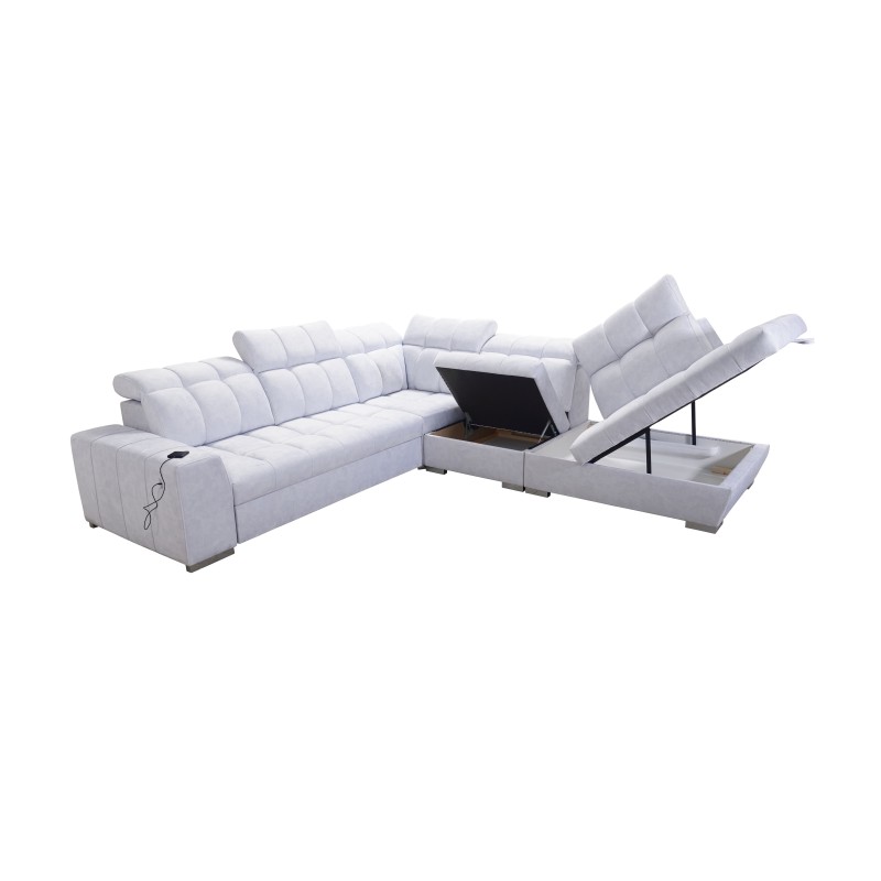 Prisma IX sectional sofa with sleeping function, USB port, and storage for bedding - Velvet | Pet friendly, Terra 06 Prisma IX sectional sofa with sleeping function, USB port, and storage for bedding - Velvet | Pet friendly, Terra 06