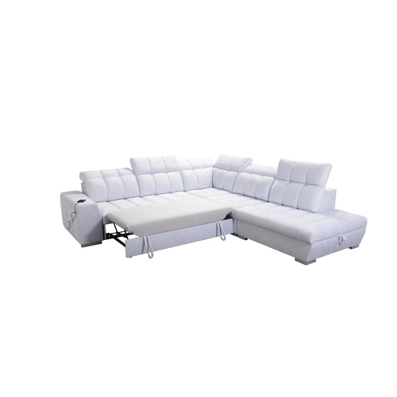 Prisma IX sectional sofa with sleeping function, USB port, and storage for bedding - Velvet | Pet friendly, Terra 06 Prisma IX sectional sofa with sleeping function, USB port, and storage for bedding - Velvet | Pet friendly, Terra 06