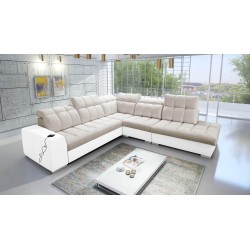 Prisma IX corner sofa with a sleeping function, USB port, and storage for bedding - Velvet | Pet friendly, Terra 13 + Eco-leathe Prisma IX corner sofa with a sleeping function, USB port, and storage for bedding - Velvet | Pet friendly, Terra 13 + Eco-leathe