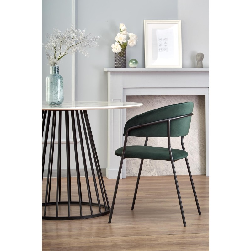 BRODWAY stół blat - biały marmur, noga - czarny (2p 1szt)